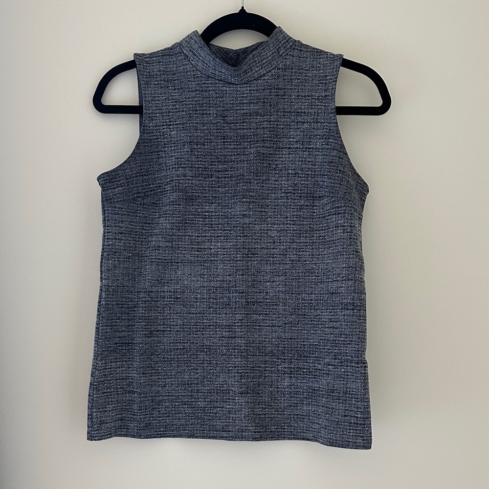 Banana Republic Gray Boxy High Neck Ribbed Tank Top